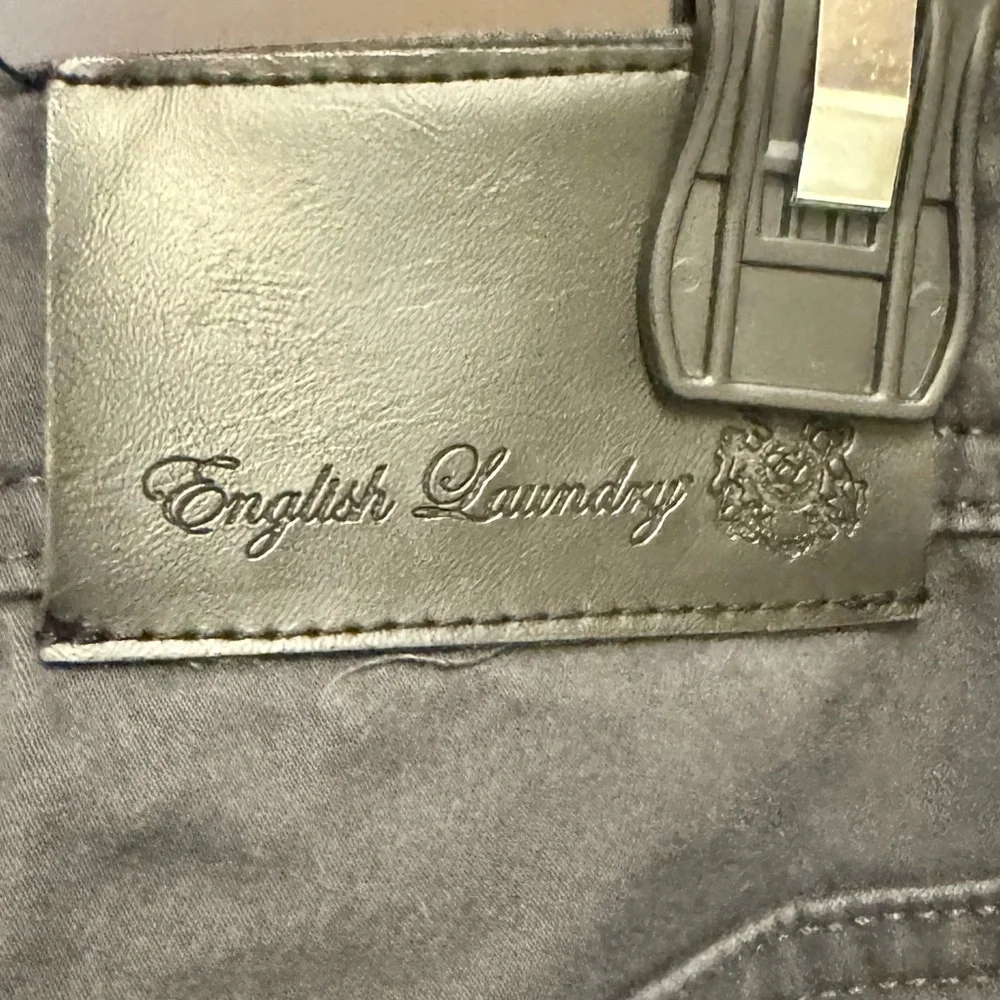 English Laundry Men's Slim Fit 5-Pocket Chino Pants 34x32 Charcoal Gray Stretch